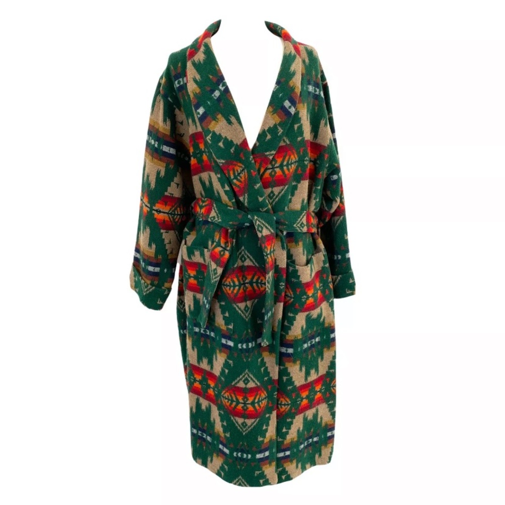 Pendleton RARE Wool Aztec Long Blanket Coat Made In USA
